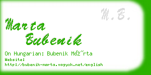 marta bubenik business card